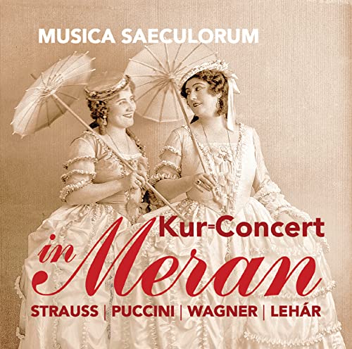 Two women in vintage dresses and parasols on a sepia-toned classical music album cover.