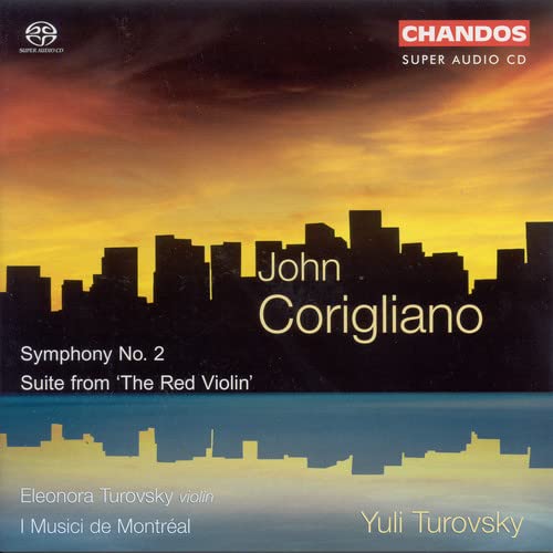 CD cover with skyline silhouette against a colorful sunset sky.