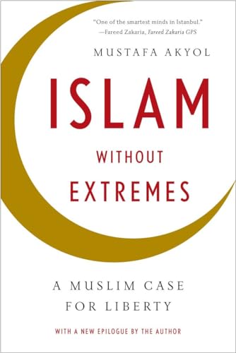 Book cover: "Islam Without Extremes" by Mustafa Akyol, with a crescent moon.