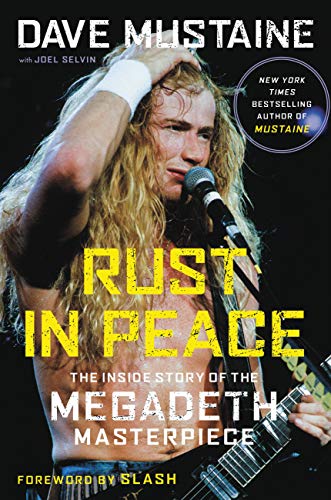 Book cover featuring Dave Mustaine of Megadeth performing with guitar.