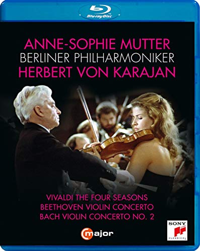 Blu-ray cover featuring Anne-Sophie Mutter, Herbert von Karajan, and orchestra.