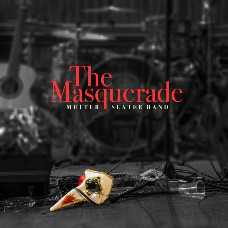 CD cover for "The Masquerade" by Mutter Slater Band with a mask.