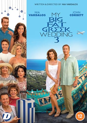My Big Fat Greek Wedding 3" DVD cover featuring cast members and a Greek island.