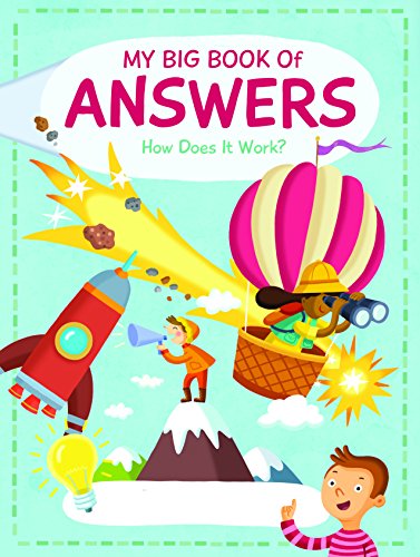 Colorful children’s book cover with a rocket, hot air balloon, and curious kids.