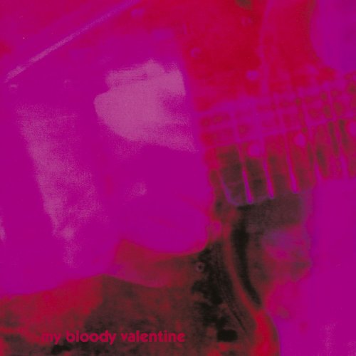 Pink and black abstract album cover for My Bloody Valentine’s Loveless.