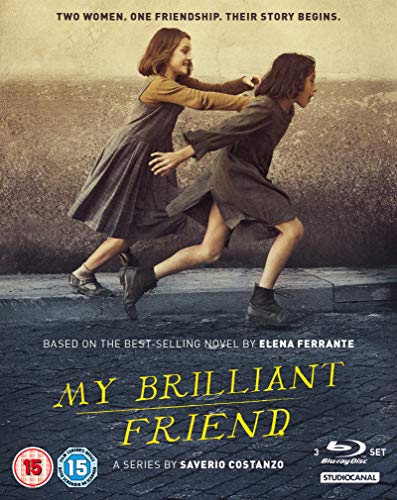 Blu-ray cover for “My Brilliant Friend” featuring two young girls running.