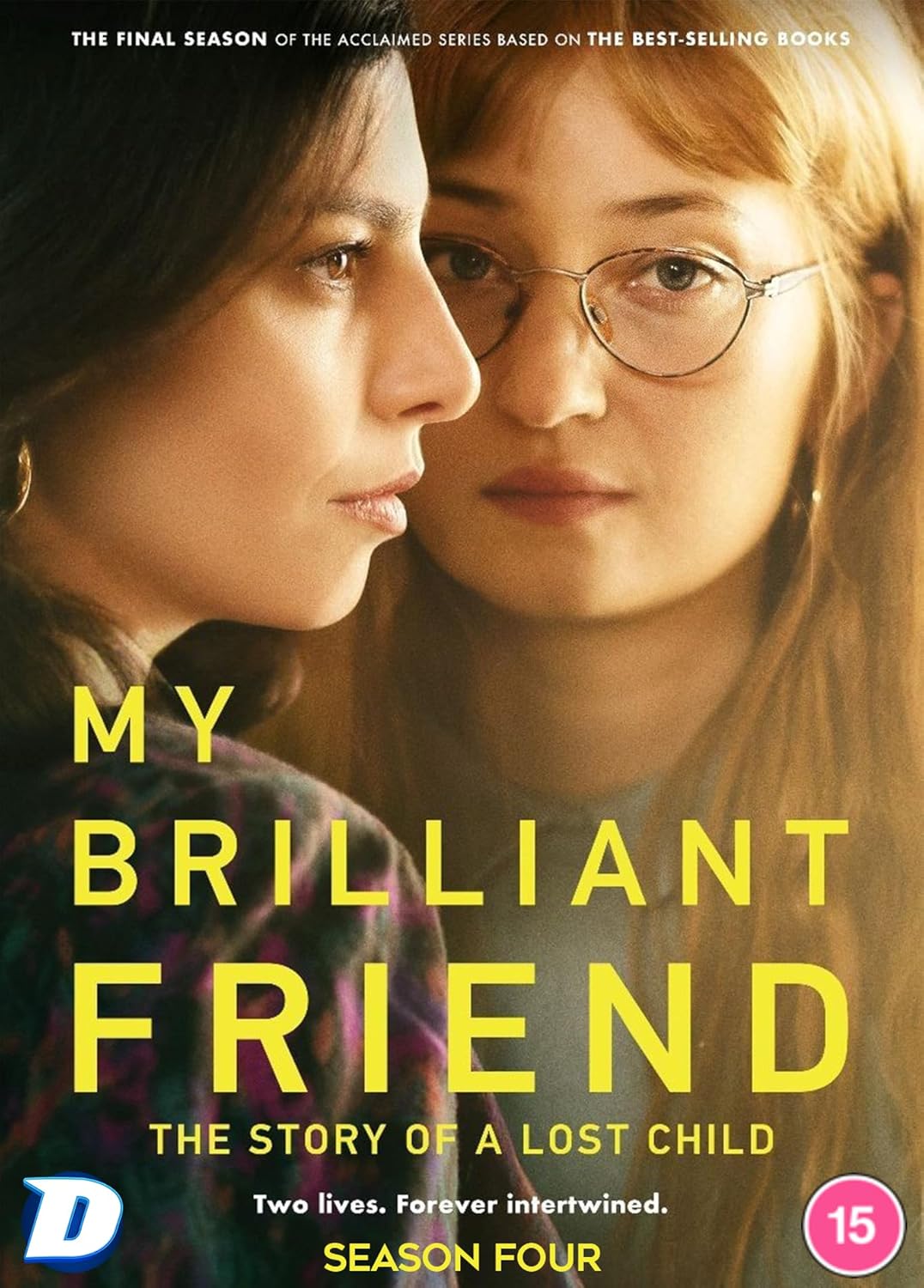 DVD cover for “My Brilliant Friend: Series 4” featuring two women’s faces.