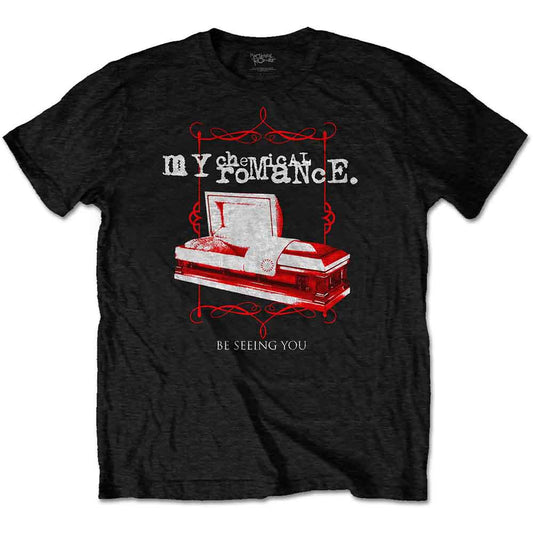 Black unisex t-shirt with a coffin graphic, likely featuring My Chemical Romance branding.
