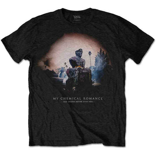 Black My Chemical Romance t-shirt featuring a bust statue graphic and album title text.
