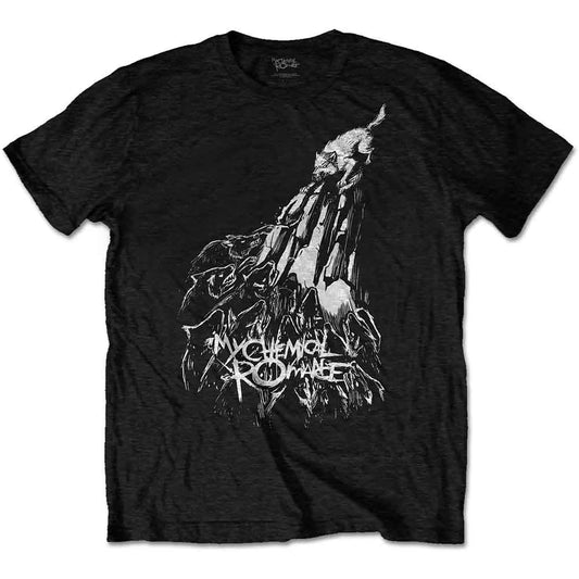 Black My Chemical Romance t-shirt with white band logo graphic.
