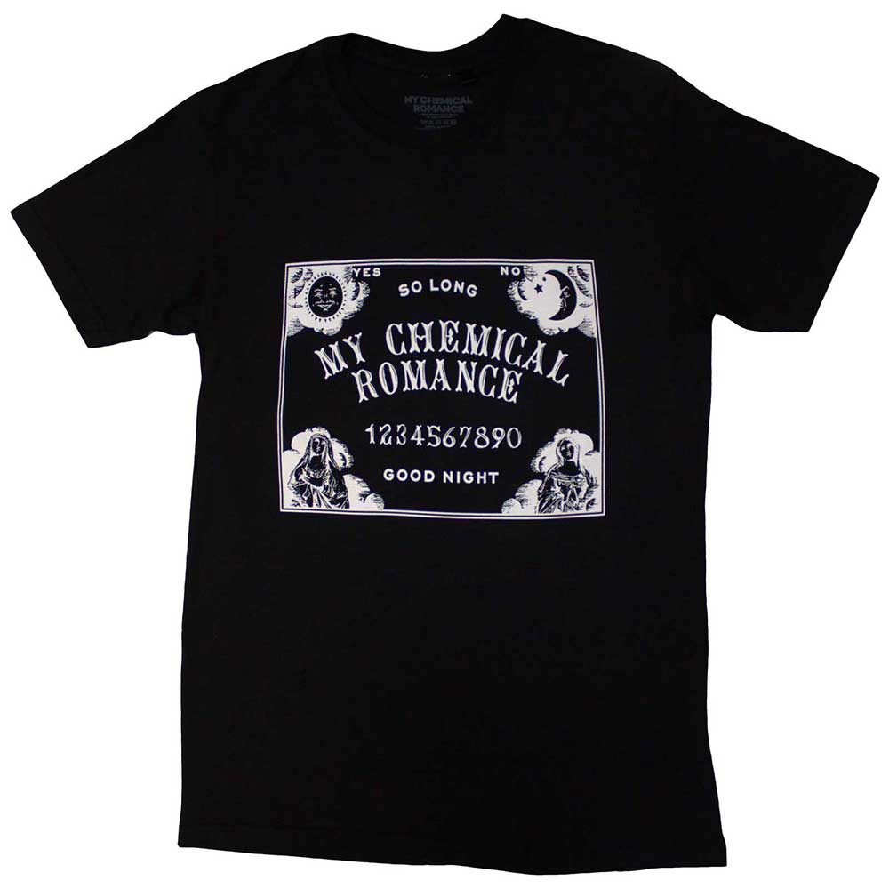 Black unisex t-shirt featuring My Chemical Romance Goodnight graphic print on the front.