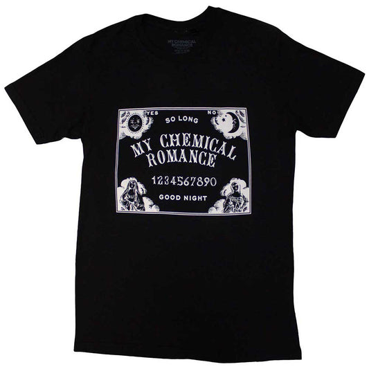 Black unisex t-shirt featuring My Chemical Romance Goodnight graphic print on the front.