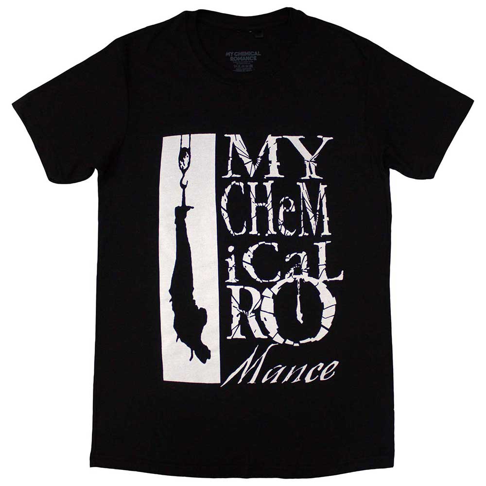 Black unisex t-shirt featuring a white My Chemical Romance Hangman graphic on the front.