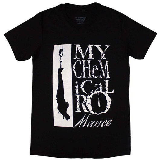 Black unisex t-shirt featuring a white My Chemical Romance Hangman graphic on the front.