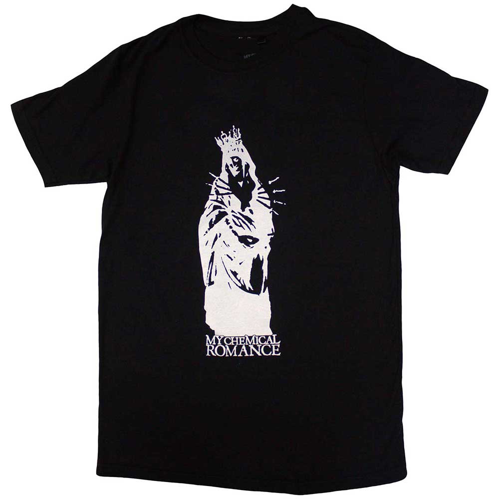 Black unisex t-shirt featuring a graphic print of Lady Sorrows for My Chemical Romance.