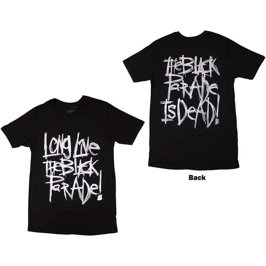 Black unisex t-shirt featuring My Chemical Romance The Black Parade graphic on the back.