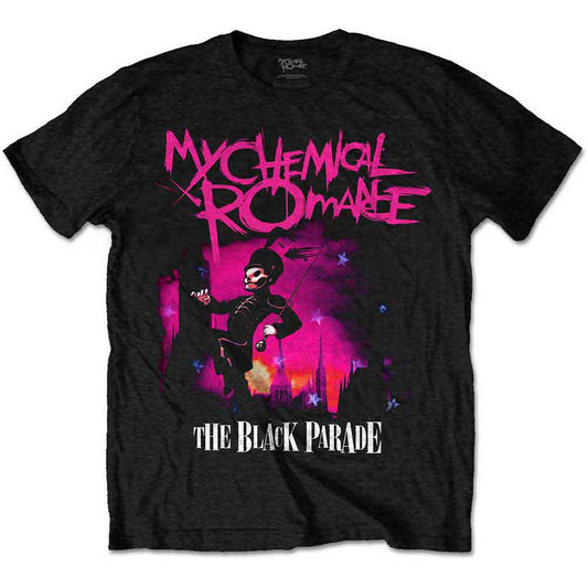 Black unisex t-shirt with "My Chemical Romance" & wash graphic, size XX-Large.