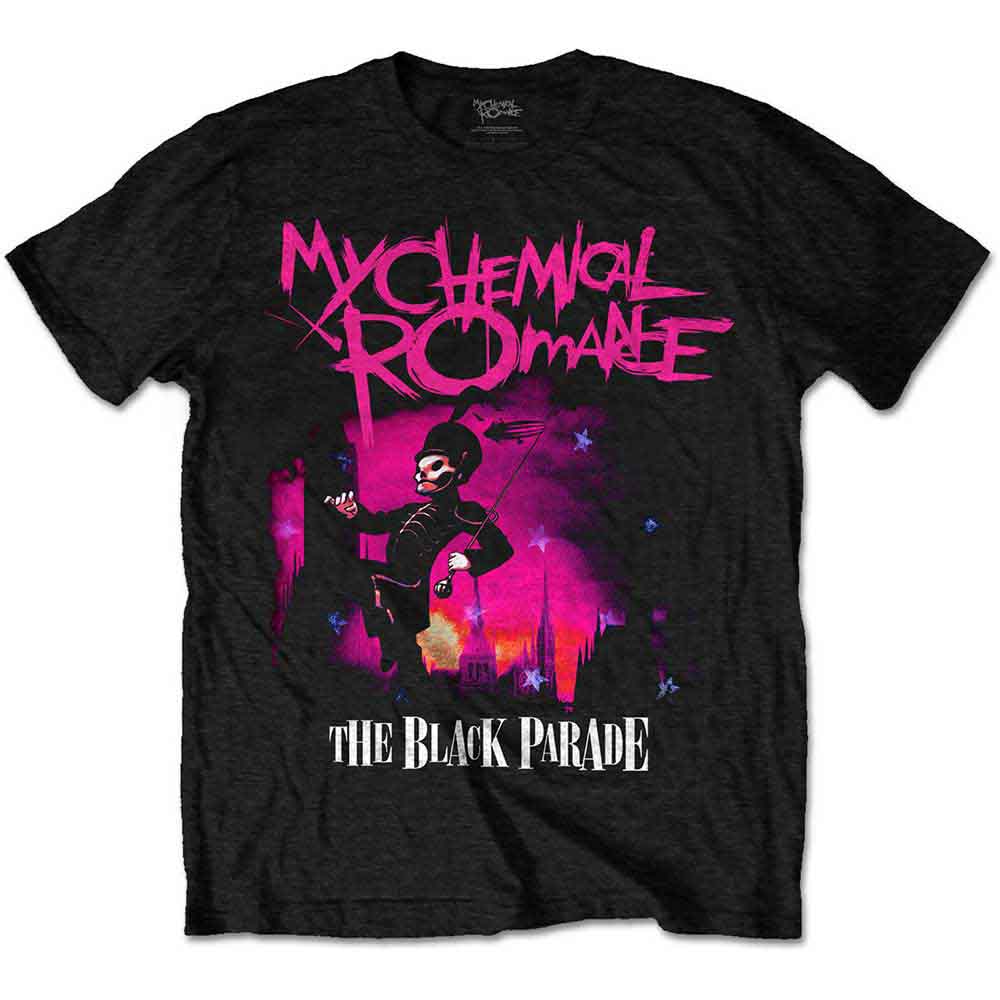 Black unisex t-shirt with "My Chemical Romance" & wash graphic, size XX-Large.