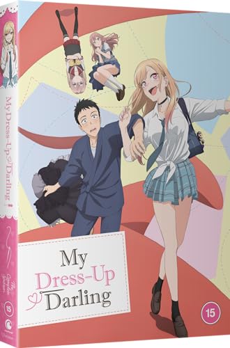 Anime characters on a My Dress-Up Darling DVD cover with a pastel background.