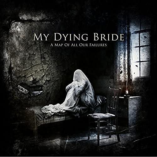 Album cover: ghostly figure seated in a decaying room.