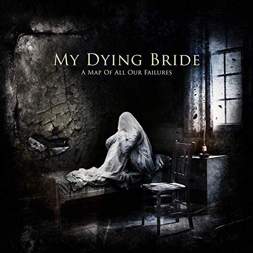 Dark album cover featuring a draped figure in a dilapidated room.