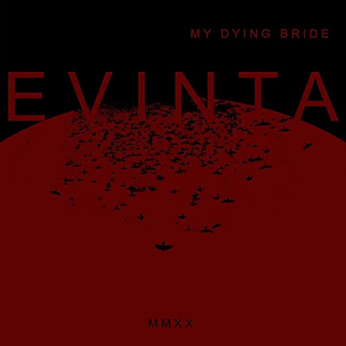 Album cover for My Dying Bride's "Evinta Mmxx" featuring a red sky and birds.
