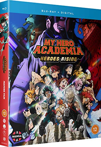 Blu-ray cover for "My Hero Academia: Heroes Rising" featuring anime characters.