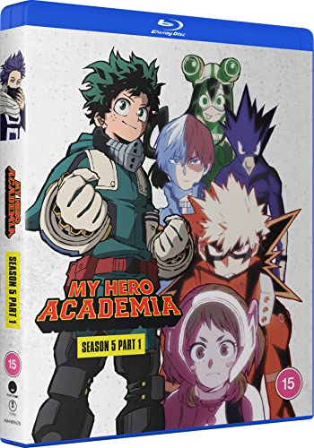 Blu-ray case for "My Hero Academia: Season 5 Part 1" featuring anime characters.