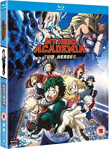 "Blu-ray case for 'My Hero Academia: Two Heroes' with anime characters on the cover."