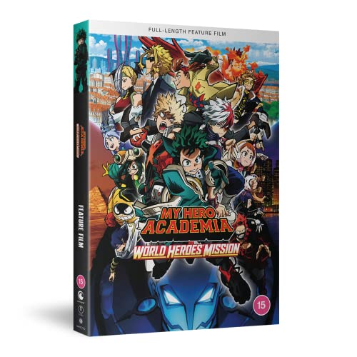 DVD cover for “My Hero Academia: World Heroes Mission” with character art.