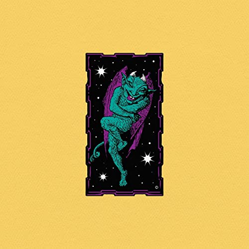 CD cover with a teal, winged imp against a starry black background.