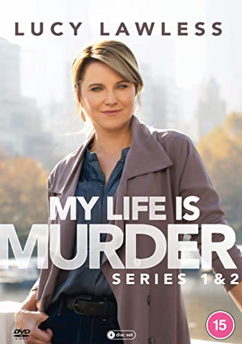 Lucy Lawless on the DVD cover for My Life Is Murder Series 1 and 2.