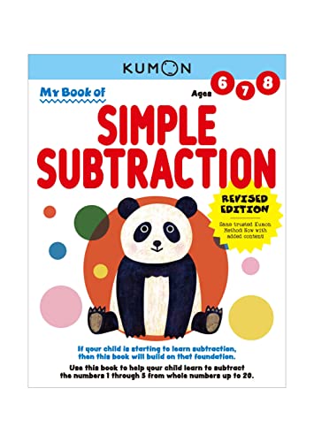 Kumon My Book of Simple Subtraction workbook cover featuring a panda illustration.