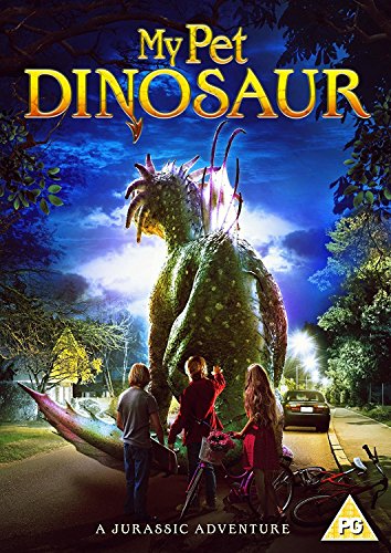 DVD cover for "My Pet Dinosaur" featuring a green dinosaur and three children.