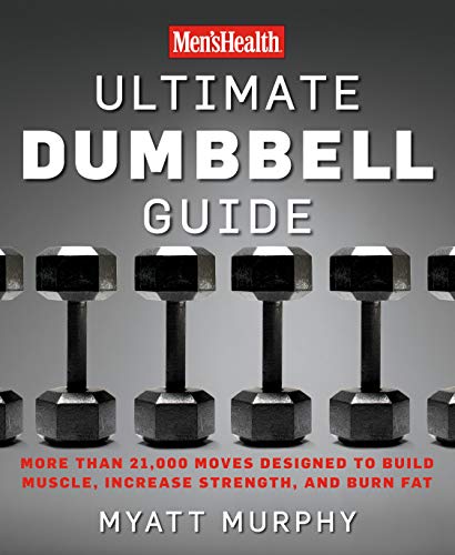 Book cover featuring dumbbells and the title "Ultimate Dumbbell Guide.