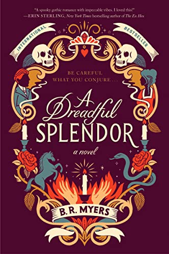 Book cover with ornate gothic illustrations of skulls, candles, a horse, and a snake.