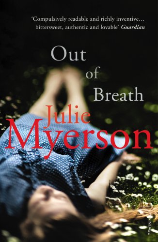 Book cover for Out of Breath by Julie Myerson featuring a woman lying in grass.