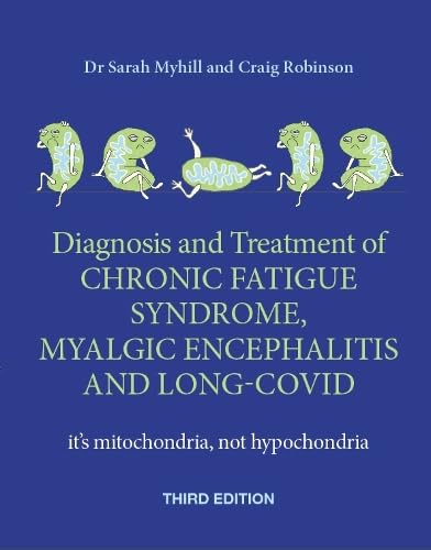 Book cover with title, authors, and cartoon mitochondria on a blue background.