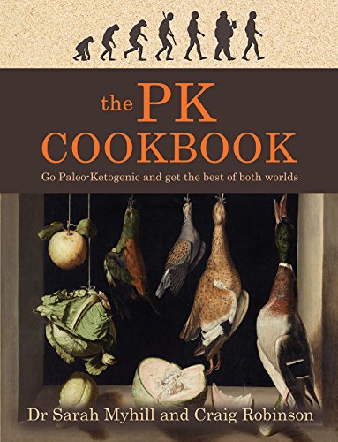 Book cover titled The PK Cookbook with an evolution graphic and hanging game birds.