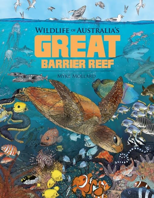 Book cover depicting a sea turtle swimming amongst colorful reef fish.