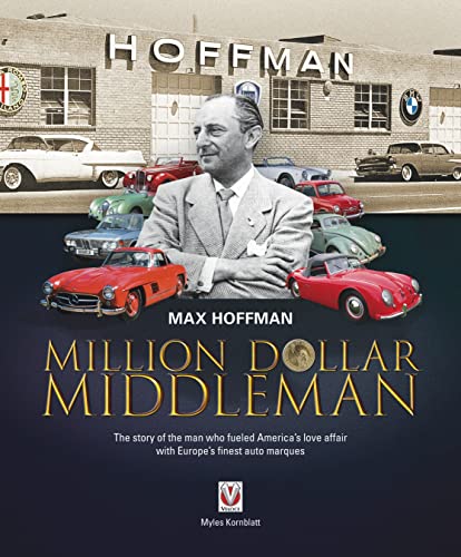 Book cover featuring Max Hoffman with vintage European sports cars.