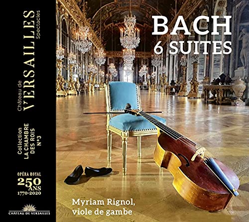 CD cover: viola da gamba, chair, and ornate Versailles hall interior.