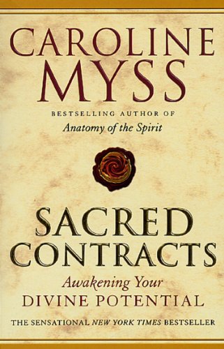 Book cover: "Sacred Contracts" by Caroline Myss, with a rose symbol.