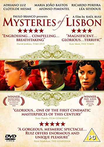 DVD cover for “Mysteries of Lisbon” featuring four actors in period attire.