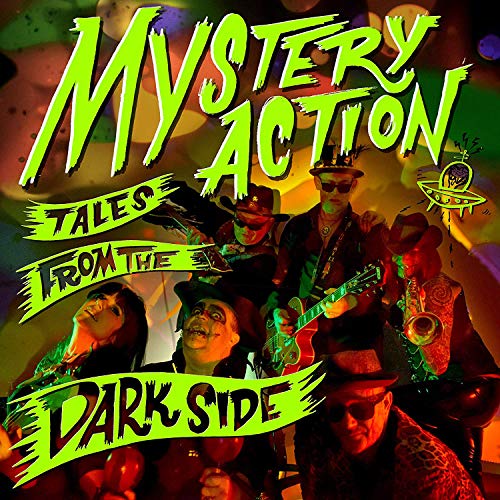 "Album cover with 'Mystery Action' and 'Tales From The Dark Side' in green text."
