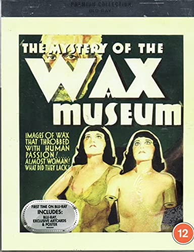 Blu-ray cover for "Mystery Of The Wax Museum" featuring two wax figures.