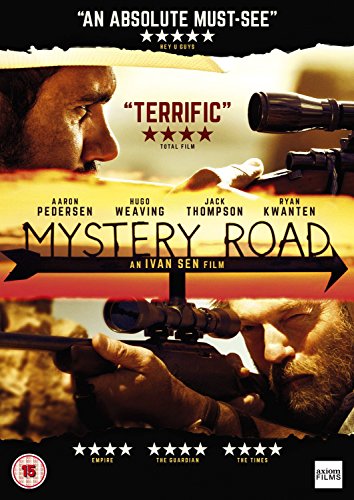 Mystery Road" DVD cover featuring Aaron Pedersen and Hugo Weaving.