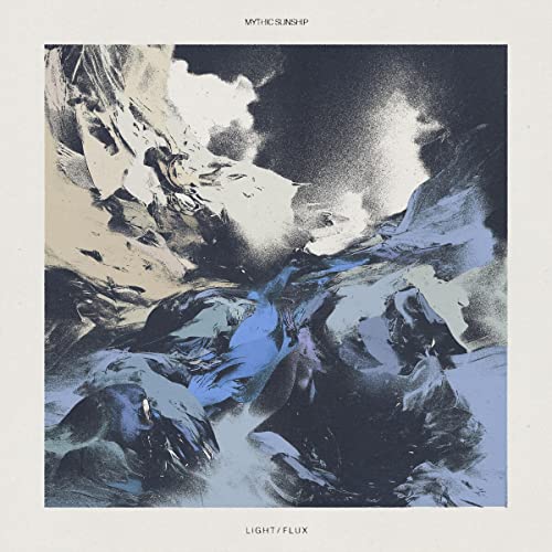 Vinyl album cover for Mythic Sunship’s “Light / Flux” with abstract, cloudy imagery.