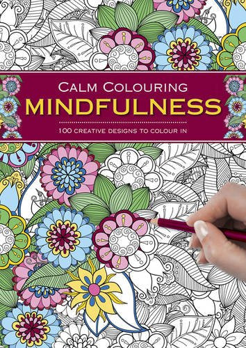 Colouring book cover with floral designs and a hand holding a pencil.