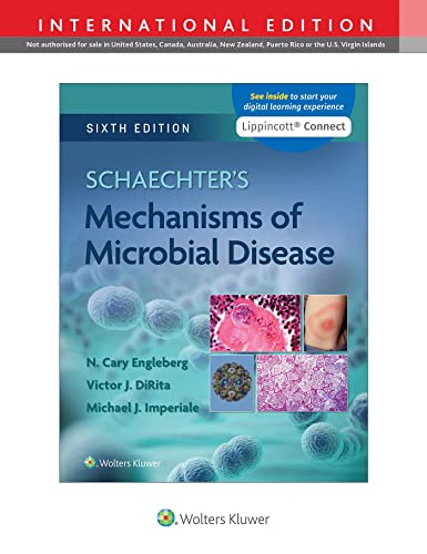 Textbook cover for Schaechter's Mechanisms of Microbial Disease, Sixth Edition, with medical imagery.